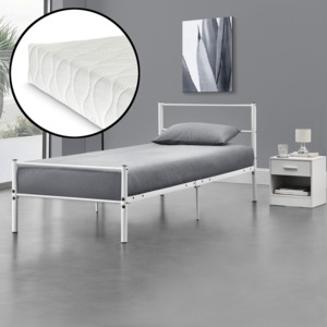 [en.casa]® Kovová posteľ s matracom AADB-1704M