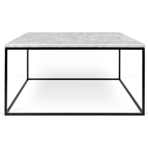 Biely mramorový konferenčný stolík s čiernymi nohami TemaHome Gleam, 75 cm