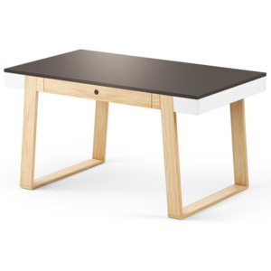 Stôl z dubového dreva s čiernou doskou a bielymi detailmi Absynth Magh, 140 × 80 cm