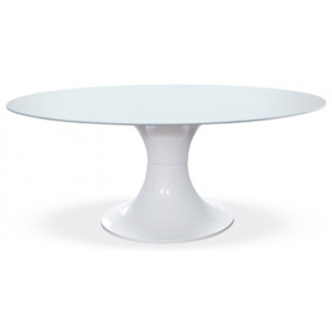 LONDON oválny dizajnový stôl sklenený MIDJ - biele lesklé - polykarbonát biela