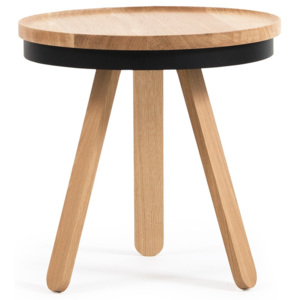 Prírodno-čierny odkladací stolík z dubového dreva s podnosom Woodendot Batea S