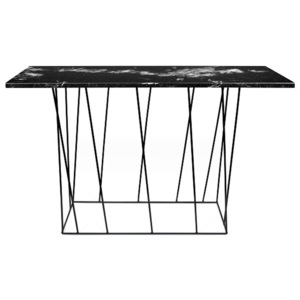 Čierny mramorový konzolový stolík s čiernymi nohami TemaHome Helix