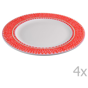 Sada 4 porcelánových tanierov Oilily 27 cm, červená