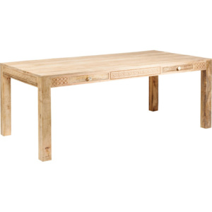 Jedálenský stôl s 2 zásuvkami a ručne vyrezávanými detailmi Kare Design Plain, dĺžka 200 cm