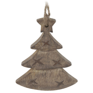 Vianočná ozdoba - drevená, hnedý stromček 11 cm, 1ks