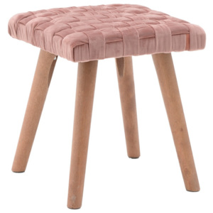 Stolička s drevenými nohami a zamatovým čalúnením v ružovej farbe InArt Deborah