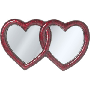 Červené nástenné zrkadlo Kare Design Double Heart, 100 × 165 cm