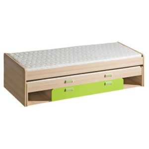 DOLMAR Detská posteľ Lorento L16 FARBA: Jaseň / zelená, Vrchný matrac: Penový, Spodný matrac: Penový