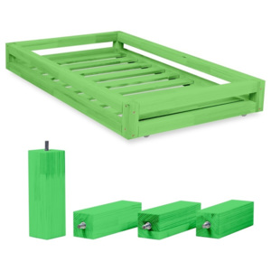 Set zelenej zásuvky pod posteľ a 4 predĺžených nôh Benlemi, pre posteľ 80 x 160 cm