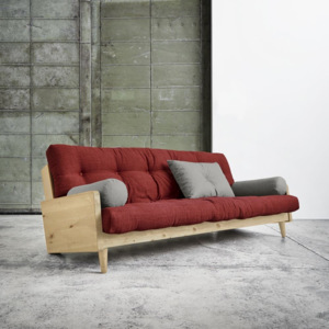 Rozkladacia sofa Indie Natural, Passion Red/Granite Grey