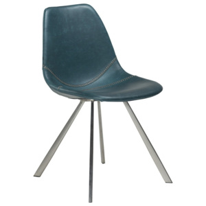 Modrá jedálenská stolička s oceľovou podnožou DAN–FORM Pitch