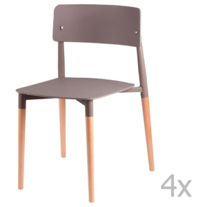 Sada 4 sivých jedálenských stoličiek s drevenými nohami sømcasa Claire