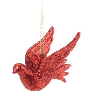 Vianočné ozdoby - ps červené vtáčiky 9 cm, set 3ks