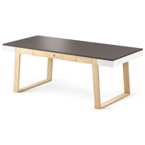 Jedálenský stôl z dubového dreva so sivými detailmi Absynth Magh, 198 × 100 cm