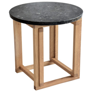 Čierny žulový odkladací stolík s podnožou z dubového dreva RGE Accent, ⌀ 50 cm