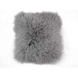Sivý vlnený vankúš z ovčej kožušiny Auskin Cait, 35 × 35 cm