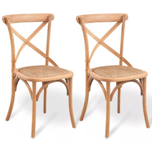 ViidaXL Jedálenská stolička z dubového dreva, 2 ks, 48x45x90 cm