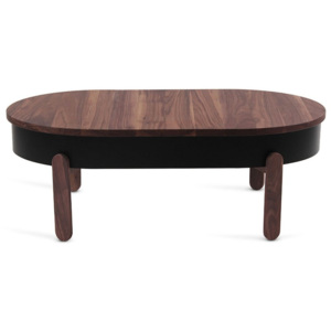 Hnedý odkladací stolík z dubového dreva s čiernymi detailmi a úložným priestorom Woodendot Batea L