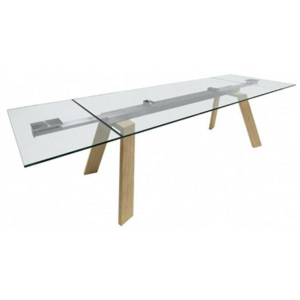 TORONTO jedálenský stôl sklenný s rozťahovaním MIDJ - dub tmavý - 160/210/260 x 100 cm