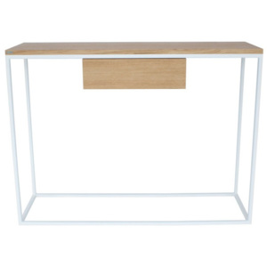Biely konzolový stolík s doskou z dubového dreva Take Me HOME Radom, 100 × 30 cm