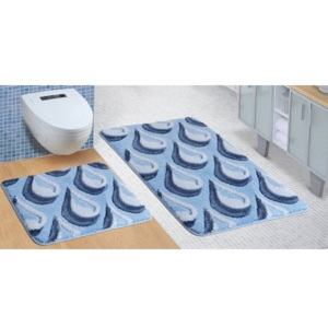 Kúpeľňové predložky Rozmer 60x100 + 60x50 modré kapky