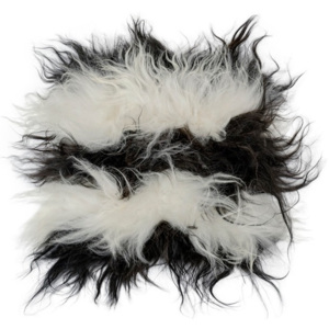 Čiernobiely kožušinový podsedák z ovčej kože Arctic Fur Bobby, 37 × 37 cm