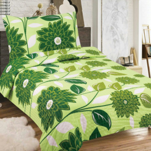 Home of Dream Krepové obliečky Bibiána 3-dielna sada Green Flowers 70x90 40x50 140x200
