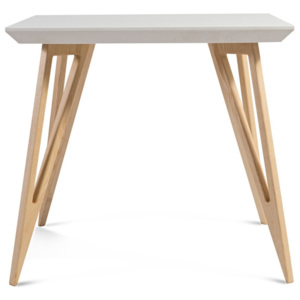 Jedálenský stôl z masívneho jaseňového dreva s bielou doskou Charlie Pommier Triangle, 80 × 80 cm