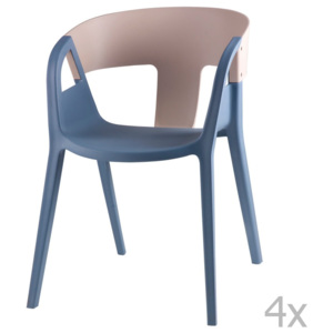 Sada 4 sivo-modrých jedálenských stoličiek sømcasa Willa