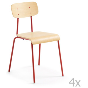 Sada 4 stoličiek s červenou konštrukciou La Forma Klee