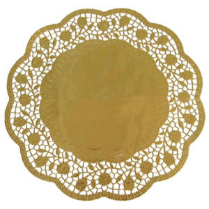 Krajky dekor. okrúhle 30cm zlaté (4 ks v bal.)