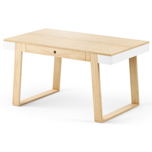 Stôl z dubového dreva s bielymi detailmi Absynth Magh, 140 × 80 cm