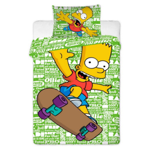 Jerry Fabrics Detské bavlnené obliečky Simpsons Bart green, 140 x 200 cm, 70 x 90 cm