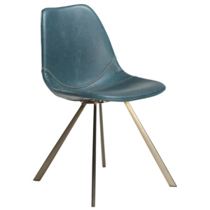 Modrá jedálenská stolička s podnožou v zlatej farbe DAN–FORM Pitch