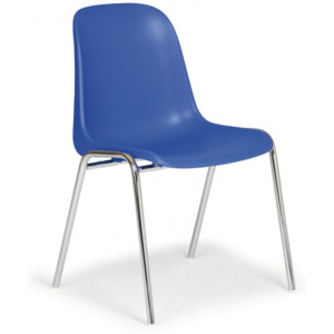 Plastová jedálenská stolička ELENA 2017, modrá - chrómované nohy