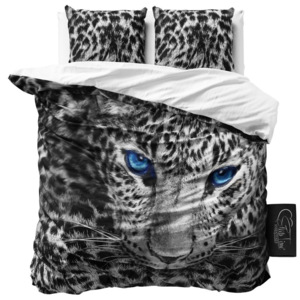 Sivé obliečky z mikroperkálu na dvojlôžko Sleeptime Cheetah, 160 × 200 cm
