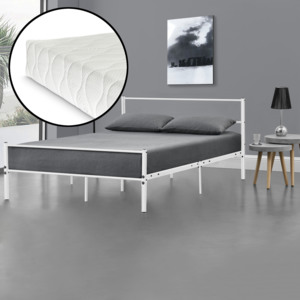 [en.casa]® Kovová posteľ s matracom AADB-1706M