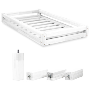 Set bielej zásuvky pod posteľ a 4 predĺžených nôh Benlemi, pre posteľ 80 x 160 cm