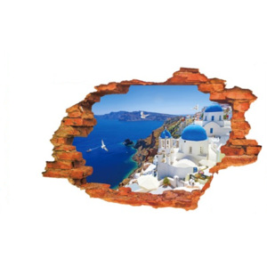 Veselá Stena 3D Samolepka Výhľad na Grécko