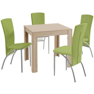 Set jedálenského stola a 4 zelených jedálenských stoličiek Støraa Lori Nevada Duro Oak Green