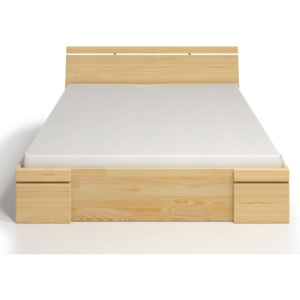 Dvojlôžková posteľ z borovicového dreva so zásuvkou Skandica Sparta Maxi, 160 × 200 cm