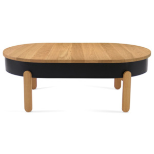 Prírodno-čierny odkladací stolík z dubového dreva s úložným priestorom Woodendot Batea L
