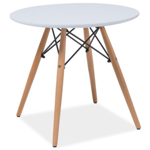 Biely okrúhly stôl s nohami z kaučukového dreva Signal Soho, ⌀ 80 cm