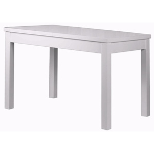 Lesklý biely rozkladací jedálenský stôl Durbas Style Daniel, 120 × 73 cm