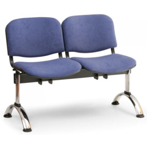 Čalúnené lavice VIVA, 2-sedadlo, chrómované nohy modrá