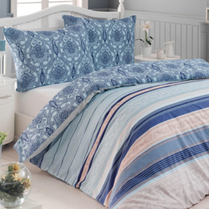 Bavlnené posteľné obliečky ARAS modré štandardná dĺžka