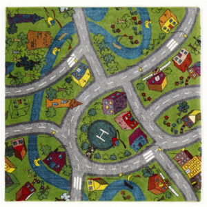 1,20 x 1,20m - Kusový detský hrací koberec Kidsclub Heli Town 598 KC013 pestrofarebný