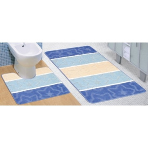 Kúpeľňové predložky Rozmer 60x100 + 60x50 modrý orion