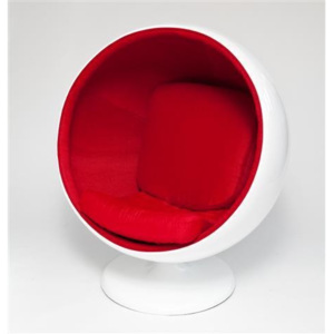 Kreslo Kula inšpirované Ball Chair bielo-červená