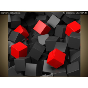 Samolepiaca fólia Čierno - červené kocky 3D 268x240cm OK3704A_6F